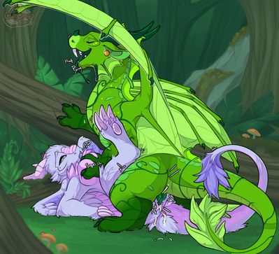 Mounted By A Leafwing (Wings_of_Fire)
art by cocodrops
Keywords: wings_of_fire;leafwing;rainwing;hybrid;dragon;dragoness;male;female;feral;anthro;breasts;M/F;penis;missionary;vaginal_penetration;orgasm;ejaculation;spooge;cocodrops