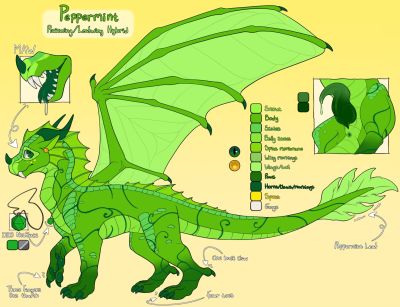 Peppermint (Wings_of_Fire)
art by cocodrops
Keywords: wings_of_fire;leafwing;rainwing;hybrid;dragon;male;feral;solo;penis;closeup;reference;cocodrops