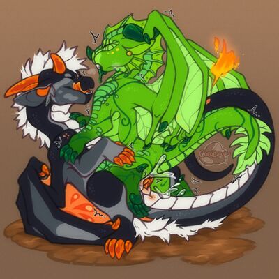 Playtime With Kiru 2 (Wings_of_Fire)
art by cocodrops
Keywords: wings_of_fire;rainwing;leafwing;hybrid;dragon;male;feral;M/M;penis;cowgirl;anal;ejaculation;spooge;cocodrops