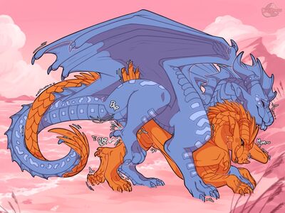 Guppy Breeding (Wings_of_Fire)
art by cocodrops
Keywords: wings_of_fire;seawing;skywing;icewing;hybrid;dragon;dragoness;male;female;feral;M/F;from_behind;suggestive;spooge;cocodrops