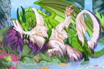 Draconic Lovemaking (Wings_of_Fire)
art by coinn8
Keywords: wings_of_fire;leafwing;rainwing;hybrid;dragon;furry;sergal;hybrid;male;female;feral;M/F;penis;spoons;vaginal_penetration;spooge;coinn8