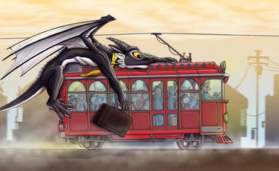 Commuting
art by cerberus
Keywords: dragon;feral;solo;automobile;non-adult;cerberus