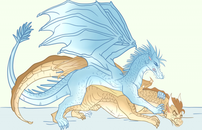 Qibli and Winter (Wings of Fire)
art by Hikaru117
Keywords: wings_of_fire;qibli;winter;dragon;sandwing;icewing;male;feral;M/M;from_behind;anal;Hikaru117