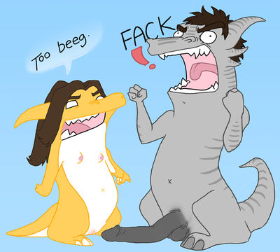 Too Big!
art by crazy_dragon
Keywords: dragon;dragoness;male;female;anthro;breasts;M/F;penis;vagina;humor;crazy_dragon