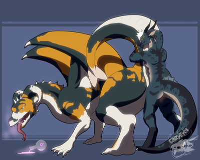 Feral on Anthro Dragons
art by crazyeyes
Keywords: dragon;dragoness;male;female;feral;anthro;M/F;from_behind;suggestive;crazyeyes