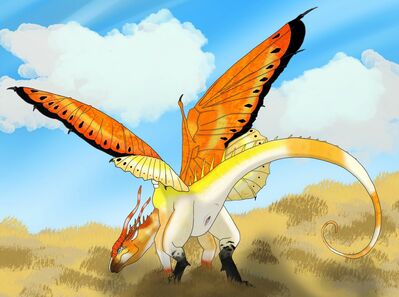 Sunbeam Presenting (Wings_of_Fire)
art by creamcheese01
Keywords: wings_of_fire;silkwing;dragoness;female;feral;solo;vagina;presenting;creamcheese01