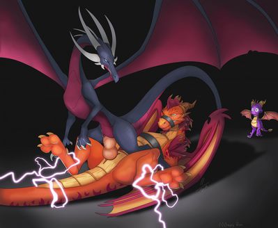 Cynder's Trap
art by creepy_gun
Keywords: videogame;spyro_the_dragon;spyro;cynder;ignitus;dragon;dragoness;male;female;feral;M/F;bondage;penis;reverse_cowgirl;vaginal_penetration;creepy_gun