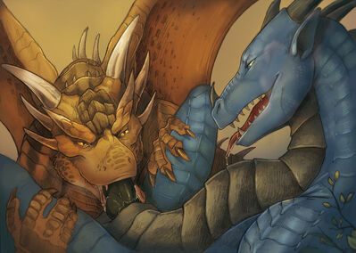 Draco and Syrazor
art by creepy_gun
Keywords: dragonheart;draco;syrazor;dragon;male;feral;M/M;penis;oral;spooge;creepy_gun