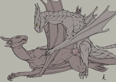 Breeding Action 2
art by crestfallenartist or soundi
Keywords: dragon;dragoness;wyvern;male;female;feral;M/F;penis;missionary;vaginal_penetration;crestfallenartist;soundi