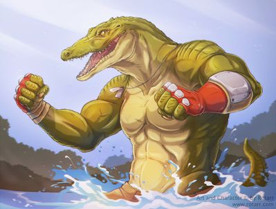 Croc Fighter
art by rotarr
Keywords: crocodilian;crocodile;male;anthro;solo;non-adult;rotarr