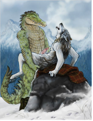 Croc and Wolf
art by rayndancer
Keywords: crocodilian;crocodile;furry;canine;wolf;male;anthro;M/M;penis;missionary;anal;spooge;rayndancer