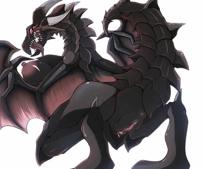 Red-Eyes_Black_Dragon (Yu-Gi-Oh) 
art by crude_b
Keywords: anime;yu-gi-oh;red-eyes_black_dragon;dragoness;female;anthro;breasts;solo;vagina;crude_b