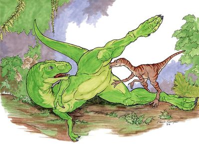 Service Test
art by chris_sawyer
Keywords: dinosaur;theropod;tyrannosaurus_rex;trex;coelophysis;male;female;feral;M/F;oral;cloaca;chris_sawyer