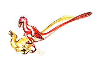 Deinonychus Mating
art by culpeo-s-fox
Keywords: dinosaur;theropod;raptor;deinonychus;male;female;feral;M/F;from_behind;suggestive;culpeo-s-fox