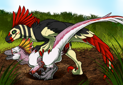 Breeding Grounds
art by cmnsfw
Keywords: dinosaur;theropod;raptor;deinonychus;male;female;feral;M/F;from_behind;penis;cloaca;cloacal_penetration;spooge;cmnsfw