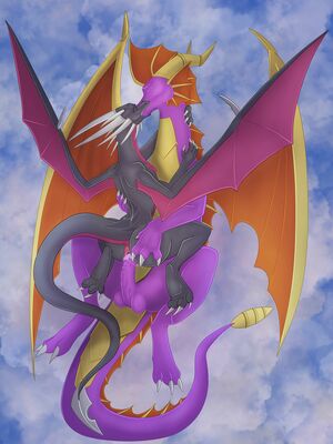 Mating In Flight
art by cynder-and-spyro-fan
Keywords: videogame;spyro_the_dragon;spyro;cynder;dragon;dragoness;male;female;feral;M/F;penis;cowgirl;vaginal_penetration;spooge;cynder-and-spyro-fan