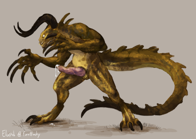Feral Deathclaw
art by elapid
Keywords: videogame;fallout;reptile;lizard;deathclaw;male;feral;solo;penis;spooge;elapid