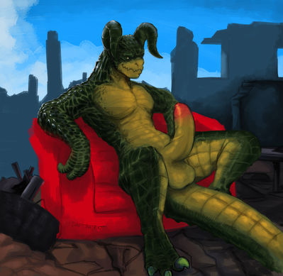 Lazy Deathclaw
art by daftpatriot
Keywords: videogame;fallout;reptile;lizard;deathclaw;male;anthro;solo;penis;daftpatriot