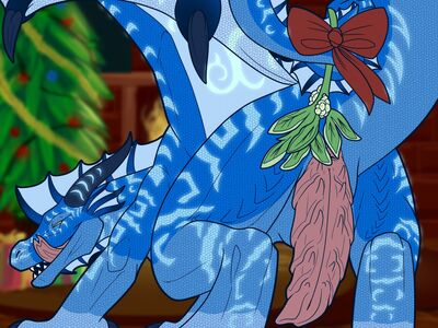 Riptide Mistletoe (Wings_of_Fire)
art by dahurg_the_dragon
Keywords: wings_of_fire;seawing;riptide;dragon;male;feral;solo;penis;presenting;holiday;dahurg_the_dragon