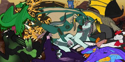 A Harem of Nine (Wings_of_Fire)
art by dahurg_the_dragon
Keywords: videogame;monster_hunter;how_to_train_your_dragon;httyd;night_fury;wings_of_fire;nightwing;sandwing;hybrid;nargacuga;dragon;dragoness;wyvern;male;female;feral;orgy;penis;hemipenis;vagina;suggestive;dahurgthedragon