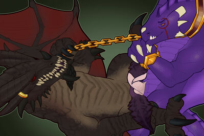 Collar and Leash
art by dahurg_the_dragon
Keywords: videogame;world_of_warcraft;wrathion;dragon;male;feral;M/M;bondage;penis;hemipenis;missionary;anal;dahurgthedragon