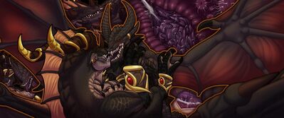 Giving Her Eggs
art by dahurg_the_dragon
Keywords: videogame;world_of_warcraft;wrathion;pyroxenia;dragon;dragoness;male;female;feral;M/F;penis;cowgirl;vaginal_penetration;internal;closeup;oral;spooge;dahurgthedragon