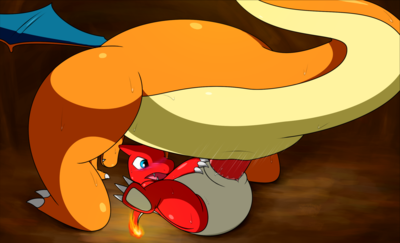 Charizard and Charmeleon
art by dancingchar
Keywords: anime;pokemon;dragon;dragoness;charizard;charmeleon;male;female;anthro;M/F;penis;from_behind;vaginal_penetration;spooge;dancingchar