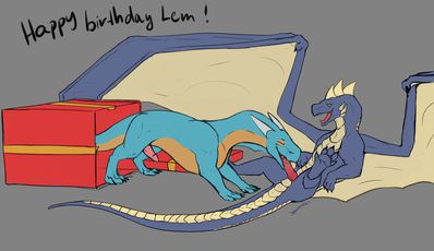 Birthday Surprise
art by danero
Keywords: dragon;male;feral;M/M;penis;oral;danero