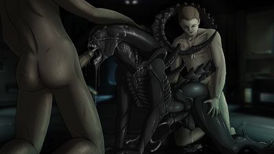 Xeno Spitroast
art by darkaiz
Keywords: beast;alien;xenomorph;anthro;human;man;male;M/M;threeway;spitroast;penis;oral;from_behind;anal;ejaculation;orgasm;spooge;darkaiz
