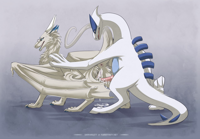 Malik and Lugia Having Sex
art by darkarlett
Keywords: anime;pokemon;avian;bird;lugia;dragoness;male;female;feral;anthro;M/F;penis;from_behind;vaginal_penetration;spooge;darkarlett