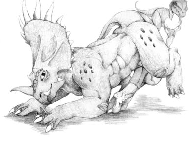 Lizard Love
art by darkbloodwyvern
Keywords: dinosaur;ceratopsid;triceratops;male;feral;solo;penis;spooge;darkbloodwyvern
