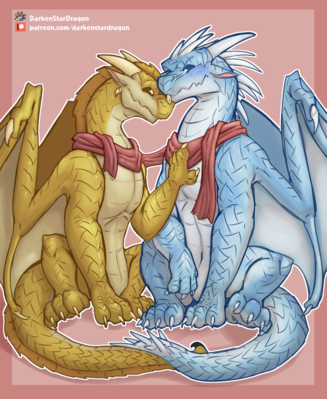 Qinter Valentine (Wings_of_Fire)
art by darkenstardragon
Keywords: wings_of_fire;icewing;sandwing;winter;qibli;dragon;male;feral;M/M;romance;non-adult;darkenstardragon