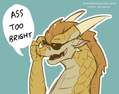 Ass Too Bright 2 (Wings_of_Fire)
art by darkenstardragon
Keywords: comic;wings_of_fire;sandwing;qibli;dragon;male;feral;solo;suggestive;humor;darkenstardragon