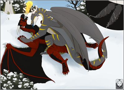Snow Angels
art by darkfool.
Keywords: dragon;dragoness;male;female;feral;M/F;penis;hemipenis;missionary;double_penetration;vaginal_penetration;anal;internal;spooge;darkfool.