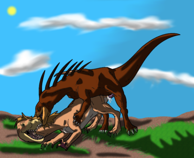 Dinosaurs Mating
art by darkhououmon
Keywords: dinosaur;theropod;ceratosaurus;male;female;feral;M/F;penis;cloacal_penetration;from_behind;spooge;darkhououmon