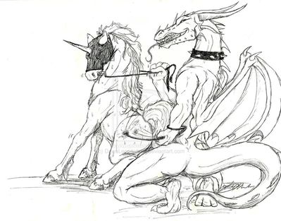 Riding Lessons
art by dawnleopardess
Keywords: dragon;furry;equine;unicorn;male;female;feral;M/F;bondage;penis;from_behind;vaginal_penetration;dawnleopardess