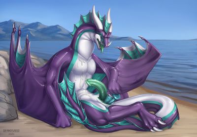 Wyvern's Fun
art by deanosaior
Keywords: dragon;wyvern;male;feral;solo;penis;dildo;masturbation;docking;spooge;beach;deanosaior