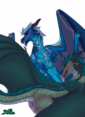 Queen_Coral and Moray (Wings_of_Fire)
art by degener4te_hunter
Keywords: wings_of_fire;seawing;queen_coral;moray;dragoness;female;feral;lesbian;oral;vagina;spooge;degener4te_hunter