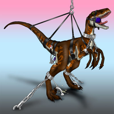 Raptor Caught The Ball
art by dein-ra
Keywords: dinosaur;theropod;raptor;deinonychus;female;feral;solo;bondage;dildo;masturbation;spooge;dein-ra
