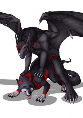 Dragon and Wolf
art by demoniccompendium
Keywords: dragon;furry;canine;wolf;male;anthro;feral;M/M;from_behind;anal;spooge;demoniccompendium