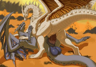 Lansseax and Darkeater (Dark_Souls)
art by dhalek
Keywords: videogame;dark_souls;ancient_dragon_lansseax;darkeater_midir;dragon;dragoness;male;female;feral;M/F;penis;cowgirl;vaginal_penetration;dhalek