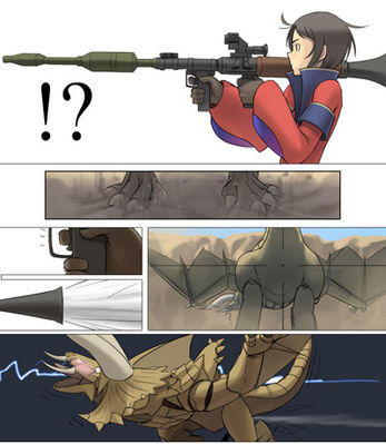 Diablos vs RPG
unknown artist
Keywords: comic;videogame;monster_hunter;dragon;wyvern;diablos;feral;human;woman;female;humor;non-adult