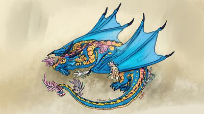 Tamarin (Wings_of_Fire)
art by diamondbackdrake
Keywords: wings_of_fire;rainwing;tamarin;dragon;feral;solo;non-adult;diamondbackdrake