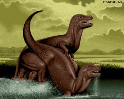 Dinosaur Procreation
based on art by Ron Embleton
Keywords: dinosaur;theropod;tyrannosaurus_rex;trex;male;female;feral;M/F;from_behind