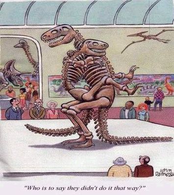 Museum Mating
unknown artist
Keywords: comic;dinosaur;theropod;tyrannosaurus_rex;trex;male;female;feral;anthro;M/F;skeleton;apron;humor