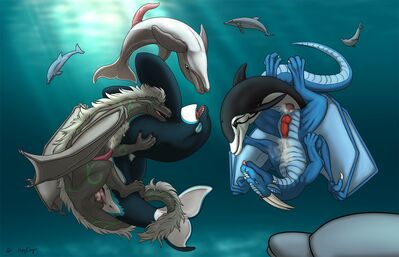 Under the Sea
art by dirty.paws and herpydragon
Keywords: dragon;furry;cetacean;orca;cetacean;male;feral;M/M;orgy;penis;missionary;ejaculation;spooge;dirty.paws;herpydragon