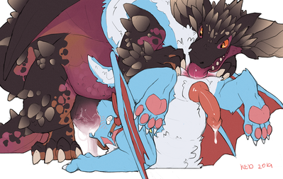 Ner-gay-ante
art by dirtyturquoise
Keywords: videogame;monster_hunter;dragon;nergigante;male;feral;M/M;penis;69;oral;anal;rimjob;spooge;dirtyturquoise