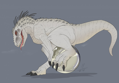 Indominus Play
art by disturbed-mind
Keywords: jurassic_world;dinosaur;theropod;indominus_rex;female;feral;solo;vagina;dildo;masturbation;spooge;disturbed-mind