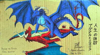 Agnar and Esmira
art by dniprodragon
Keywords: dragon;dragoness;male;female;feral;anthro;breasts;M/F;penis;cowgirl;vaginal_penetration;spooge;dniprodragon