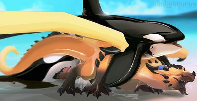 Sex on the Beach
art by dnk-anais
Keywords: dragon;furry;cetacean;orca;male;feral;M/M;penis;from_behind;anal;beach;spooge;dnk-anais